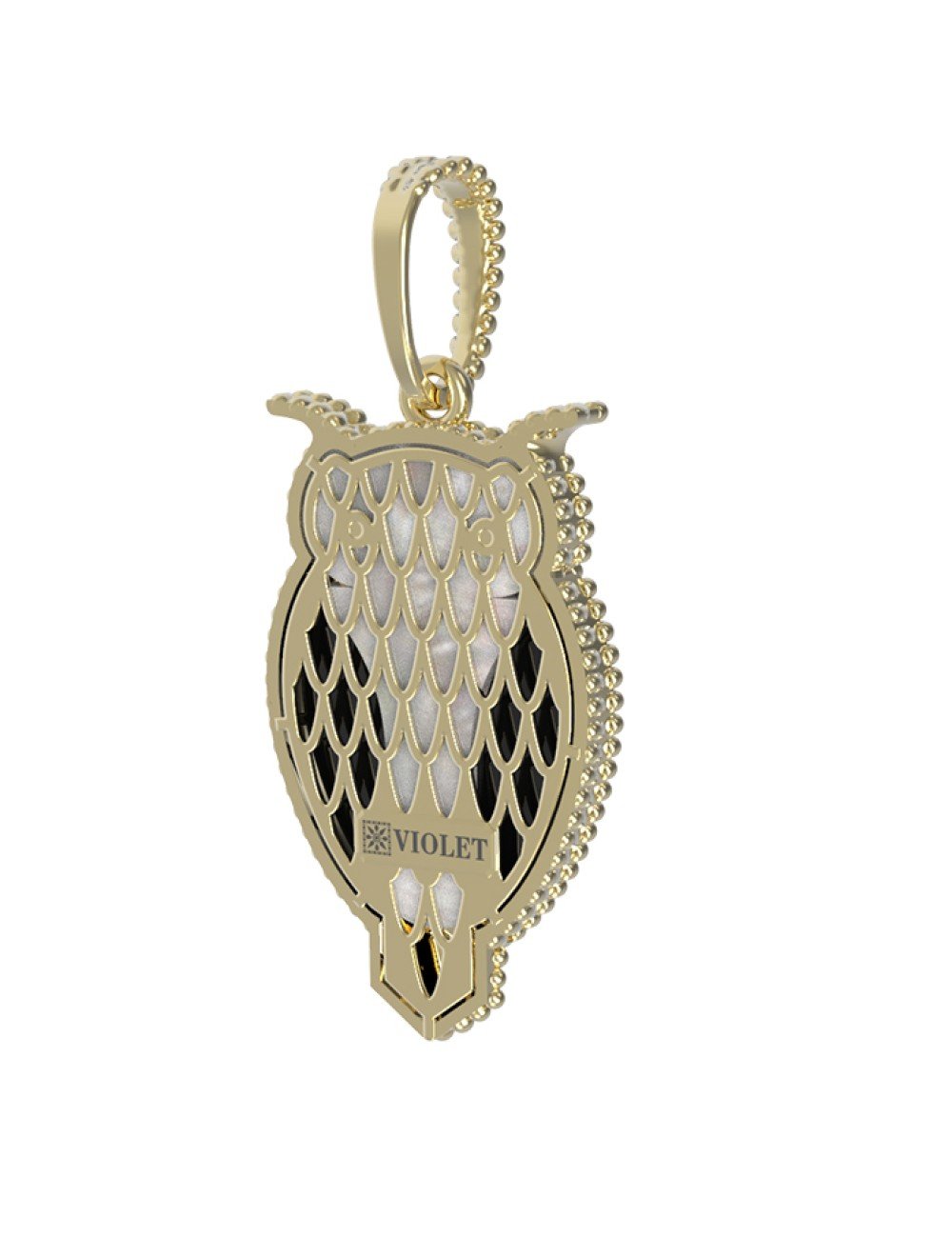 Подвеска из лимонного золота c эмалью, ониксом и перламутром