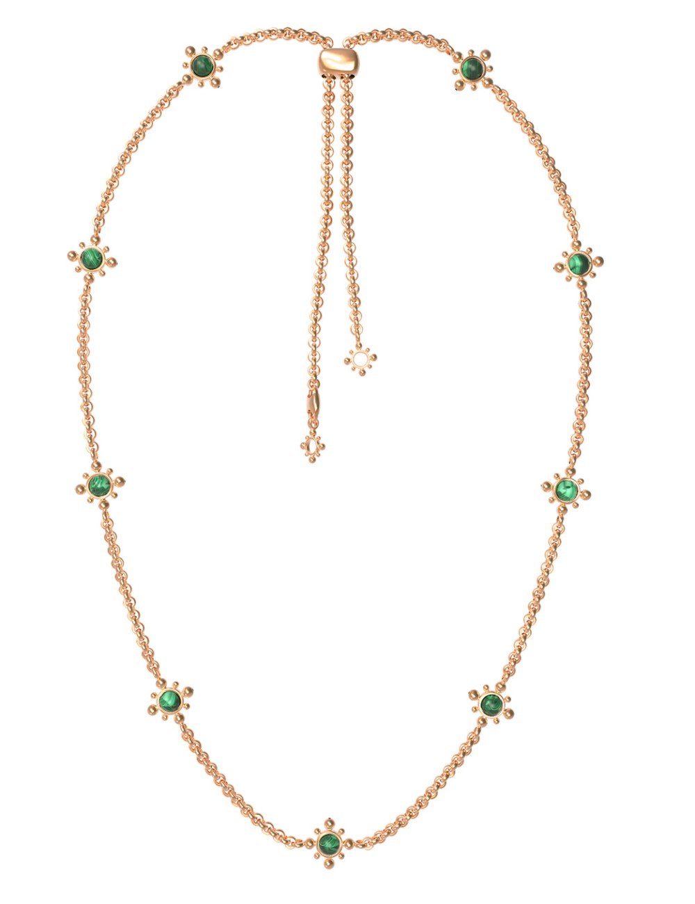 Колье из золота c малахитом