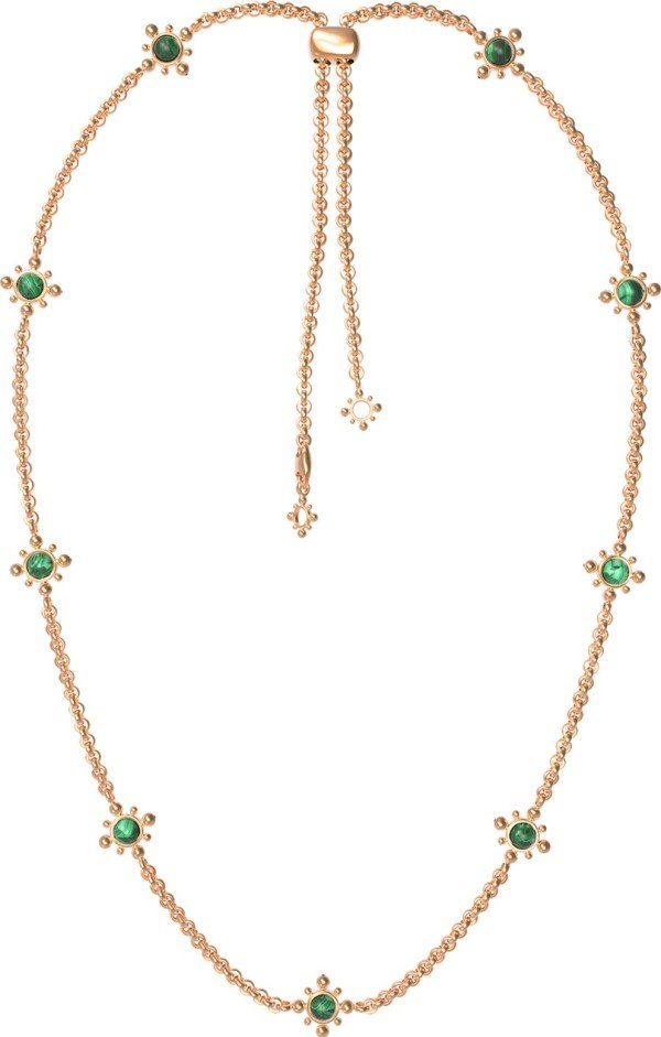 Колье из золота c малахитом