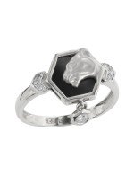 Кольцо из белого золота c бриллиантами и ониксом