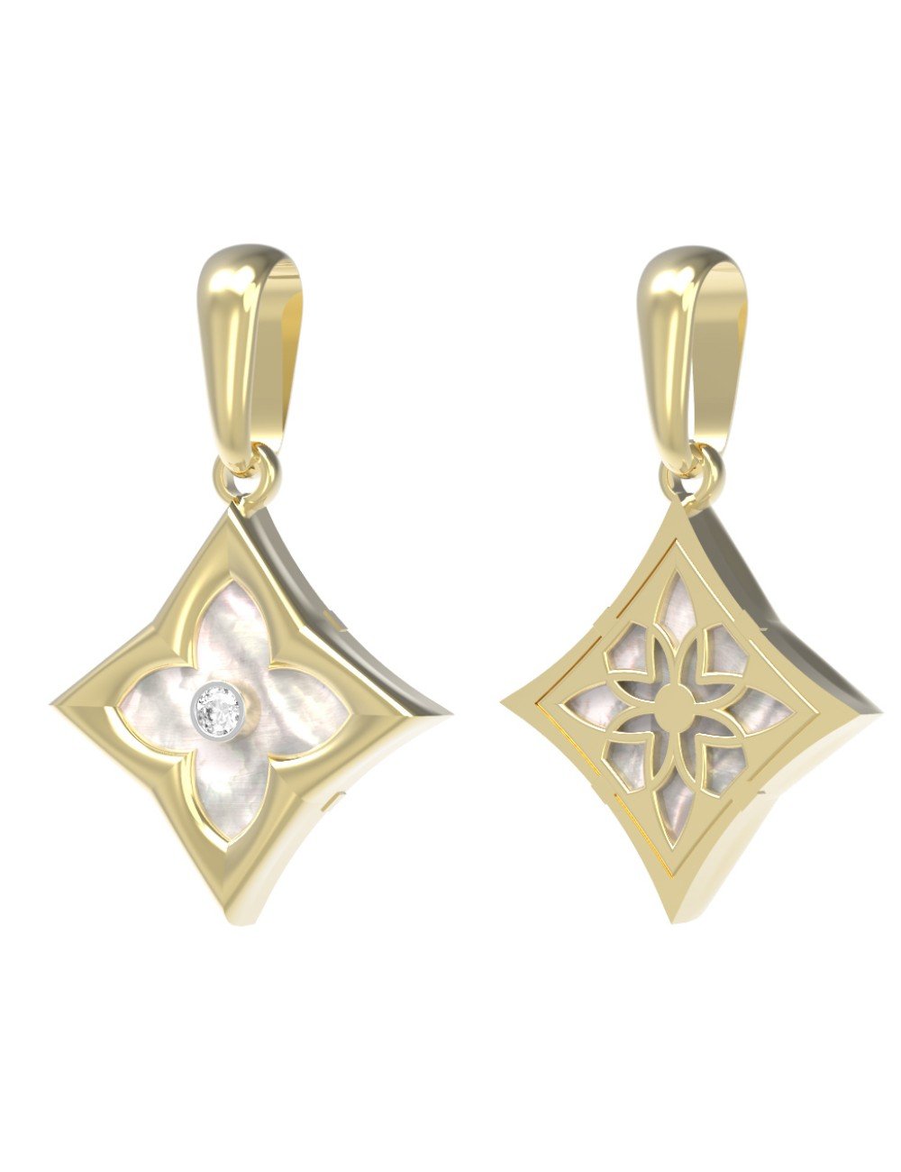 Подвеска из лимонного золота c бриллиантами и перламутром