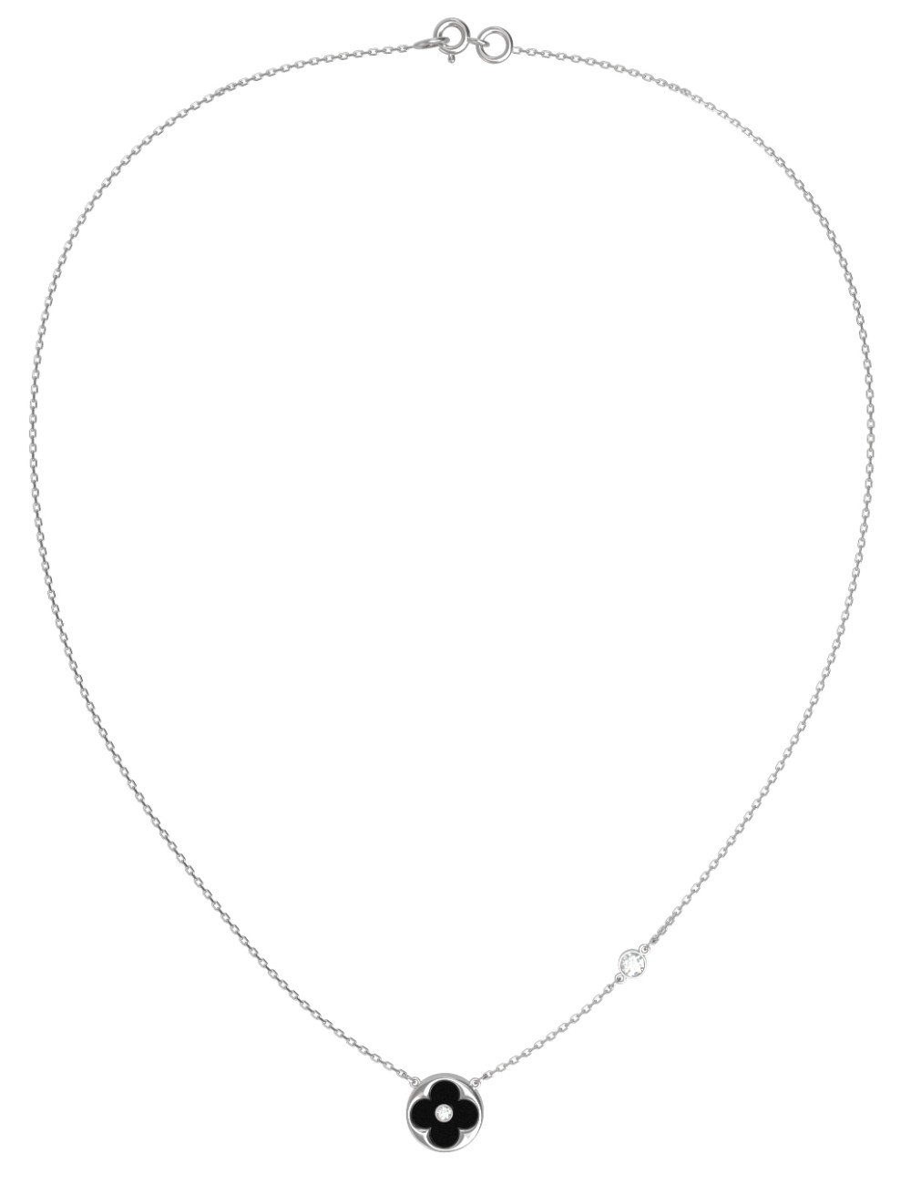 Колье из белого золота c бриллиантами и ониксом