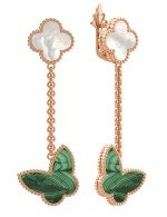 Серьги из золота c малахитом и перламутром