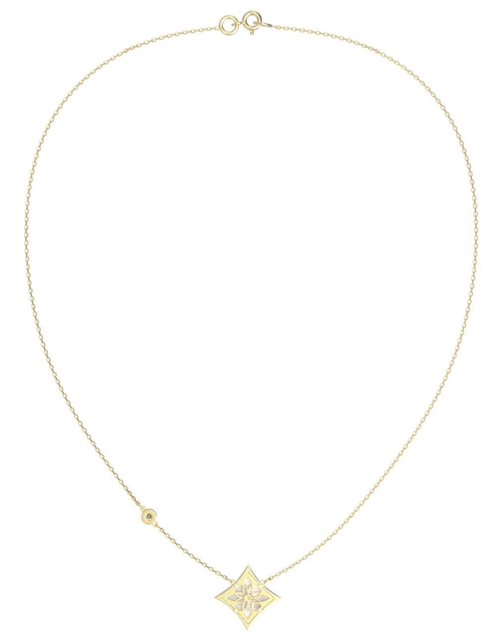 Колье из лимонного золота c бриллиантами и перламутром