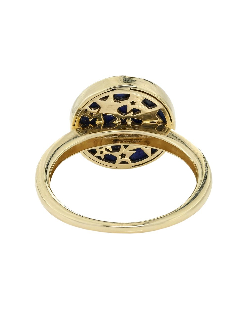 Кольцо из лимонного золота c бриллиантами и лазуритом