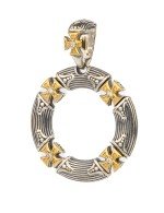 Подвеска из серебра и золота c бриллиантами и рубином