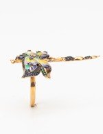 Кольцо из золота c фианитом, сапфиром и эмалью