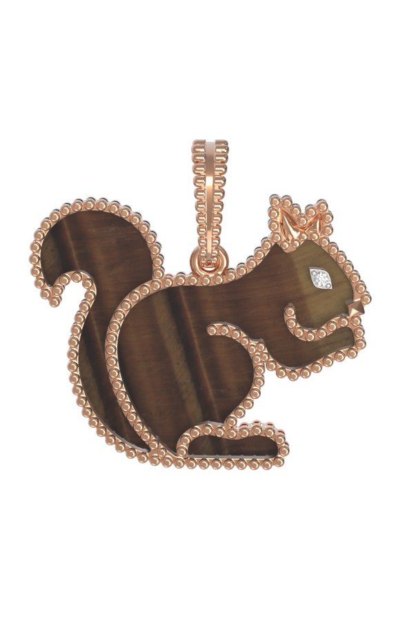 Подвеска из золота c бриллиантами и тигровым глазом