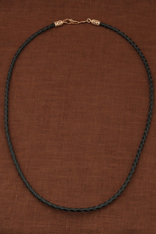 Гайтан из золота c кожаным шнурком