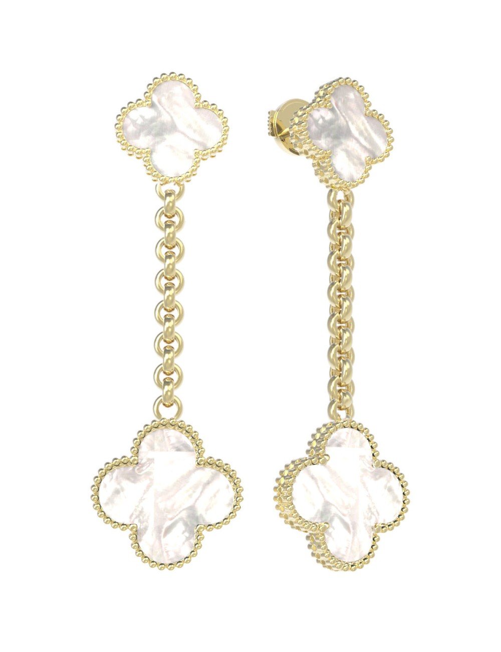 Серьги из лимонного золота c перламутром