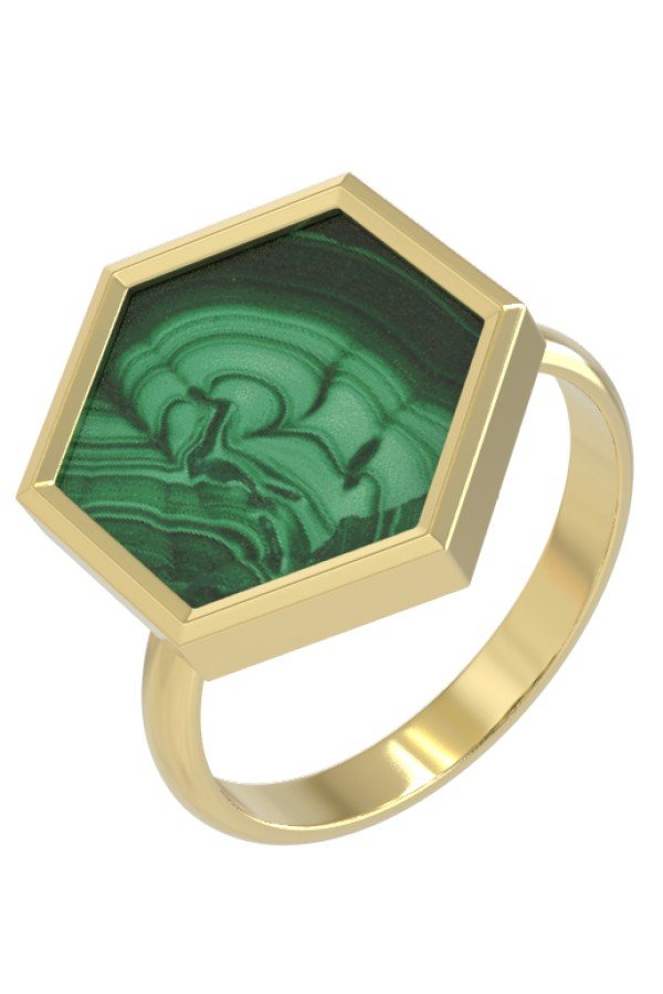 Кольцо из лимонного золота c малахитом