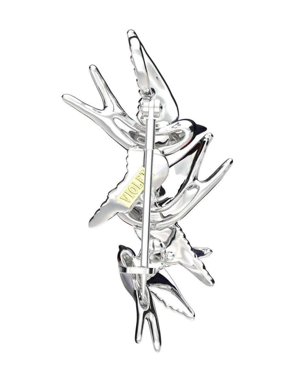 Брошь из белого золота c эмалью