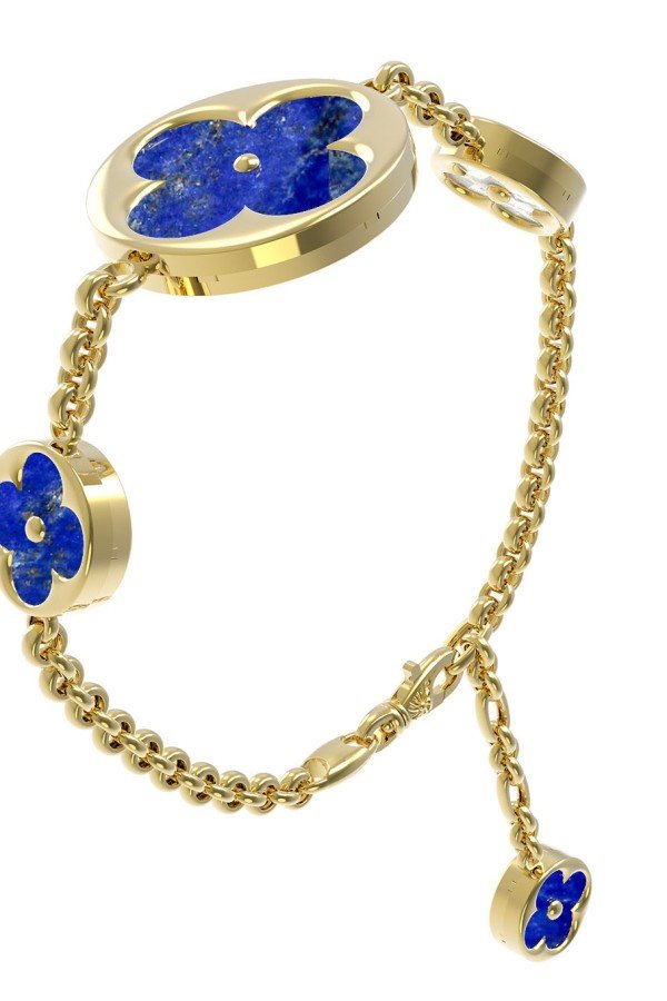 Браслет из лимонного золота c лазуритом и перламутром