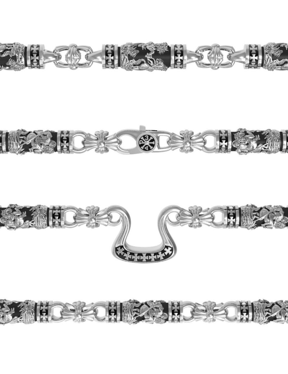 Цепь из белого золота c эбеновым деревом