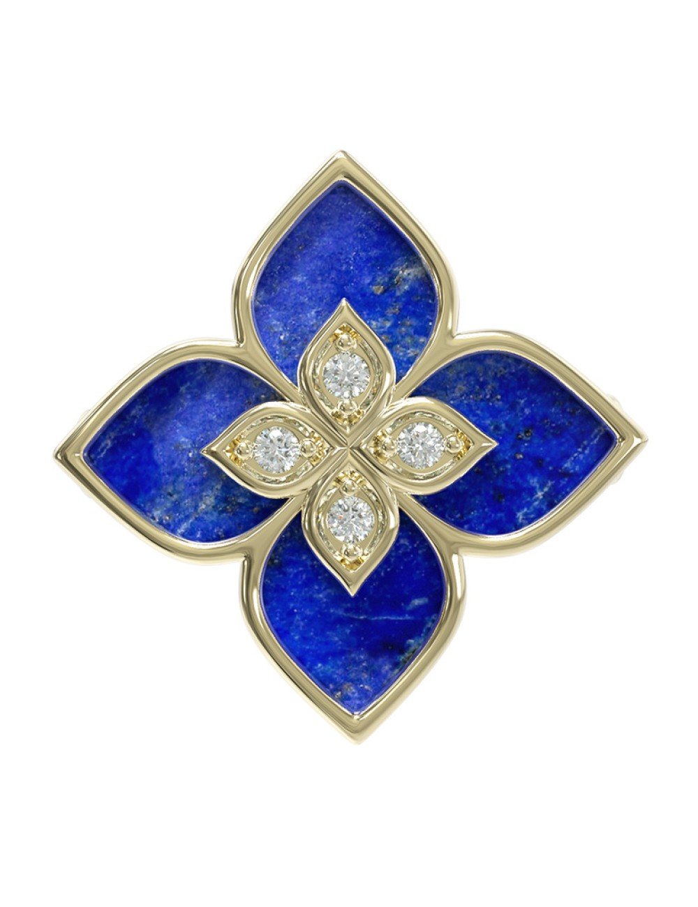 Кольцо из лимонного золота c бриллиантами и лазуритом