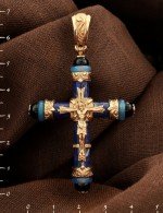 Крест из золота c ониксом, агатом и лазуритом