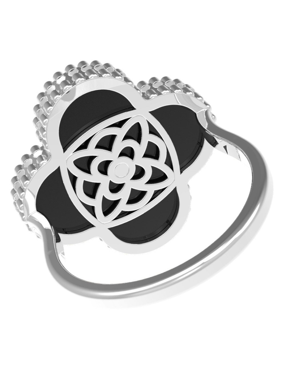 Кольцо из белого золота c бриллиантами и ониксом