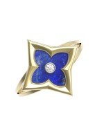 Кольцо из лимонного золота c бриллиантами и лазуритом