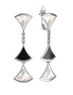 Серьги из белого золота c ониксом и перламутром