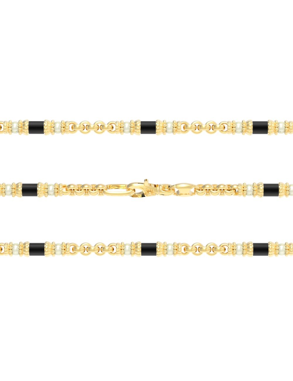 Цепь из лимонного золота c жемчугом и ониксом