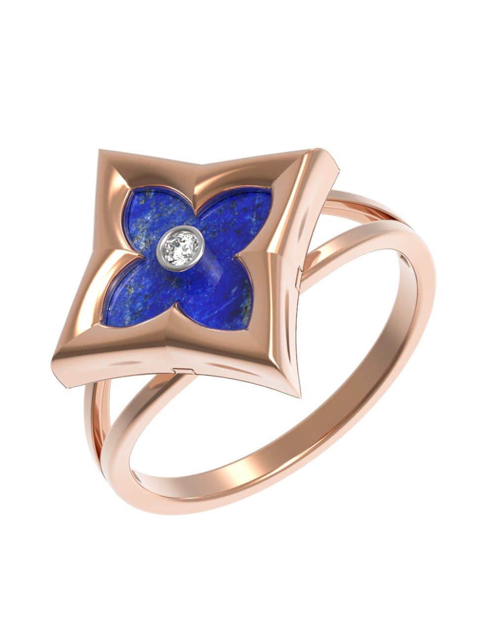 Кольцо из золота c бриллиантами и лазуритом