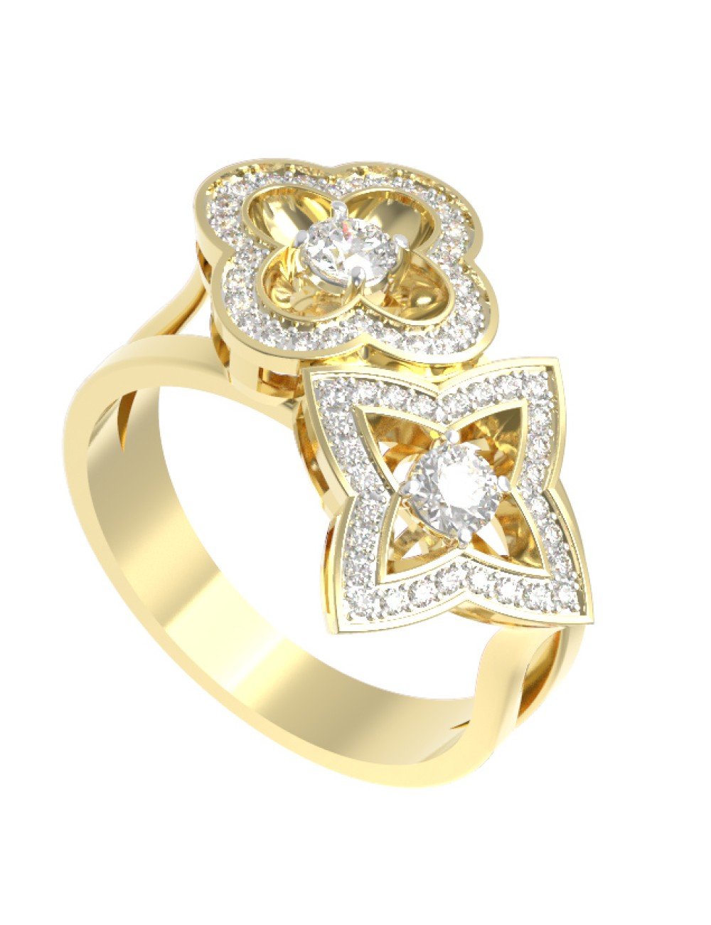 Кольцо из лимонного золота c бриллиантами