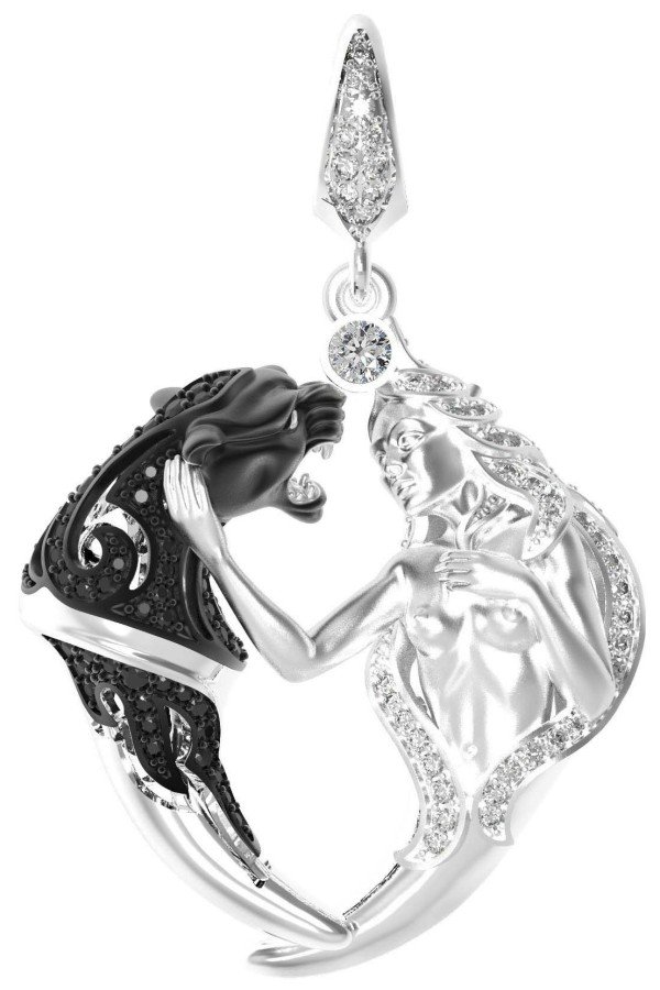 Подвеска из белого золота c фианитом