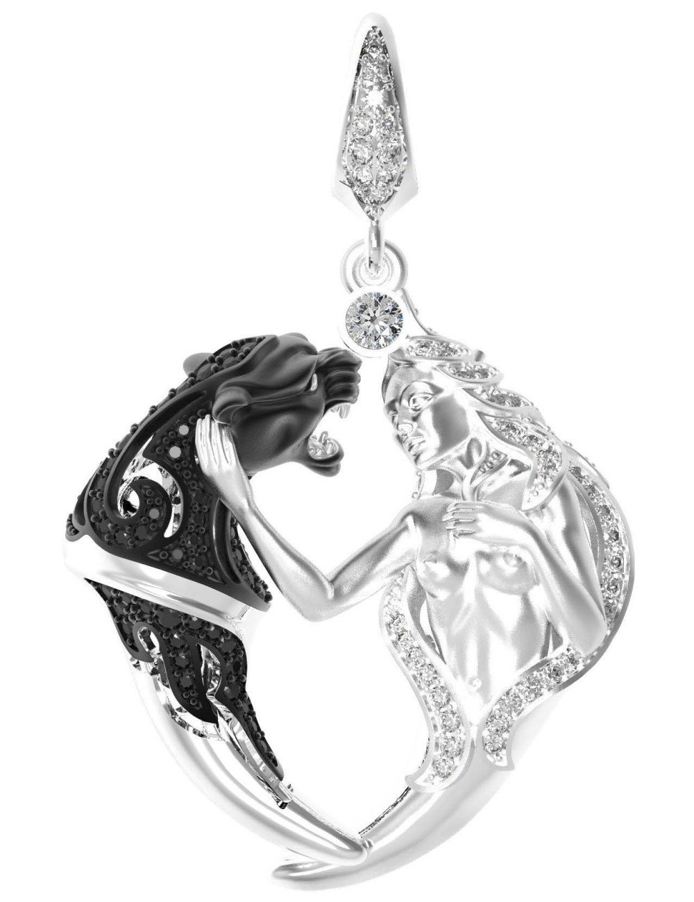 Подвеска из белого золота c фианитом