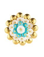 Кольцо из лимонного золота c бирюзой и перламутром