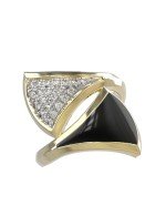 Кольцо из лимонного золота c бриллиантами и ониксом
