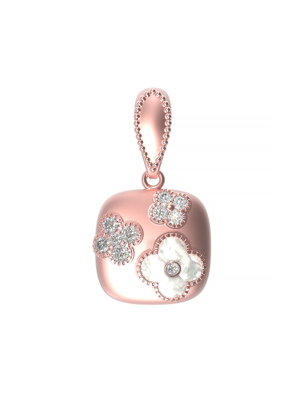 Подвеска из розового золота c бриллиантами и перламутром