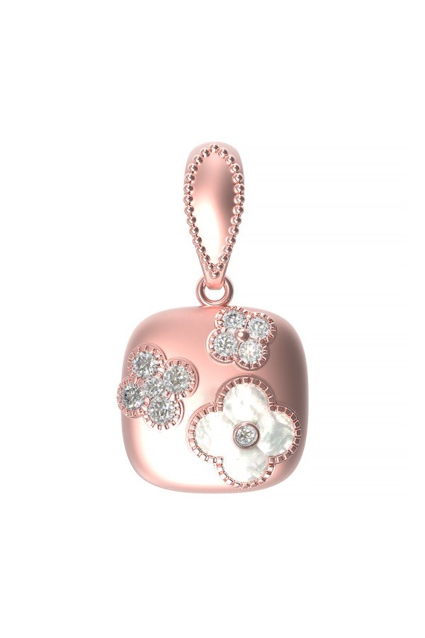 Подвеска из розового золота c бриллиантами и перламутром