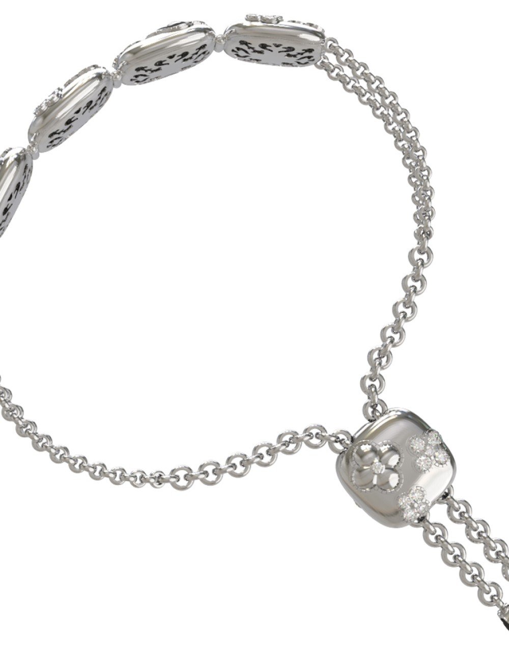 Браслет из белого золота c бриллиантами и ониксом