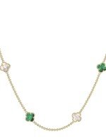 Колье из лимонного золота c малахитом и перламутром