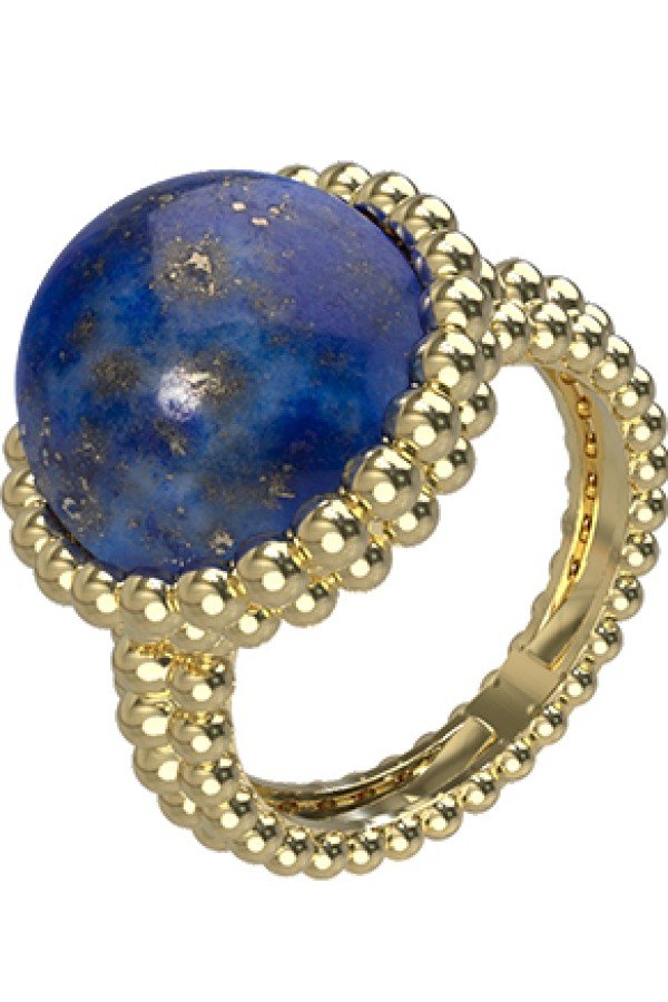 Кольцо из лимонного золота c лазуритом