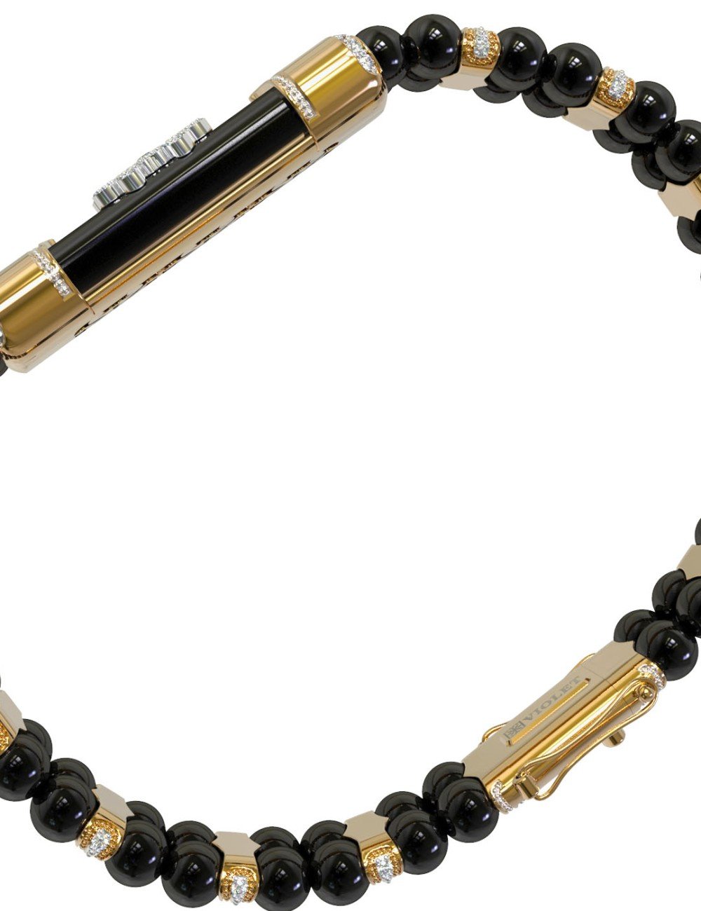 Браслет из лимонного золота c бриллиантами и ониксом