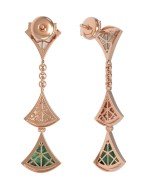 Серьги из золота c бриллиантами, малахитом и перламутром