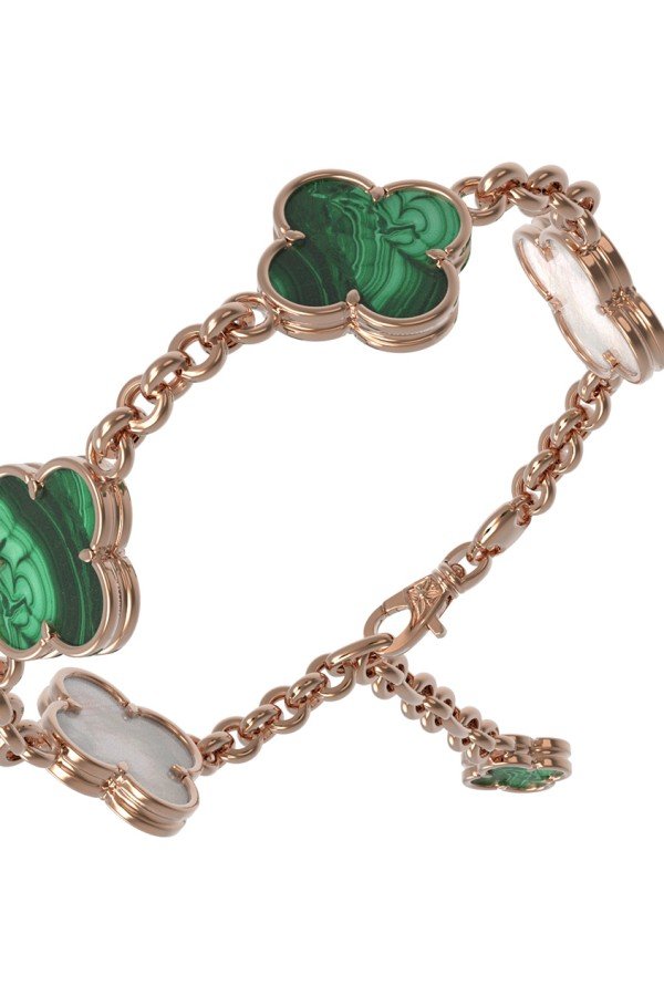 Браслет из золота c малахитом и перламутром