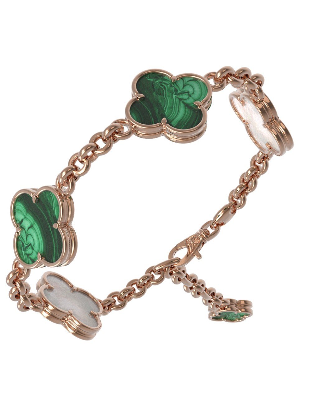 Браслет из золота c малахитом и перламутром