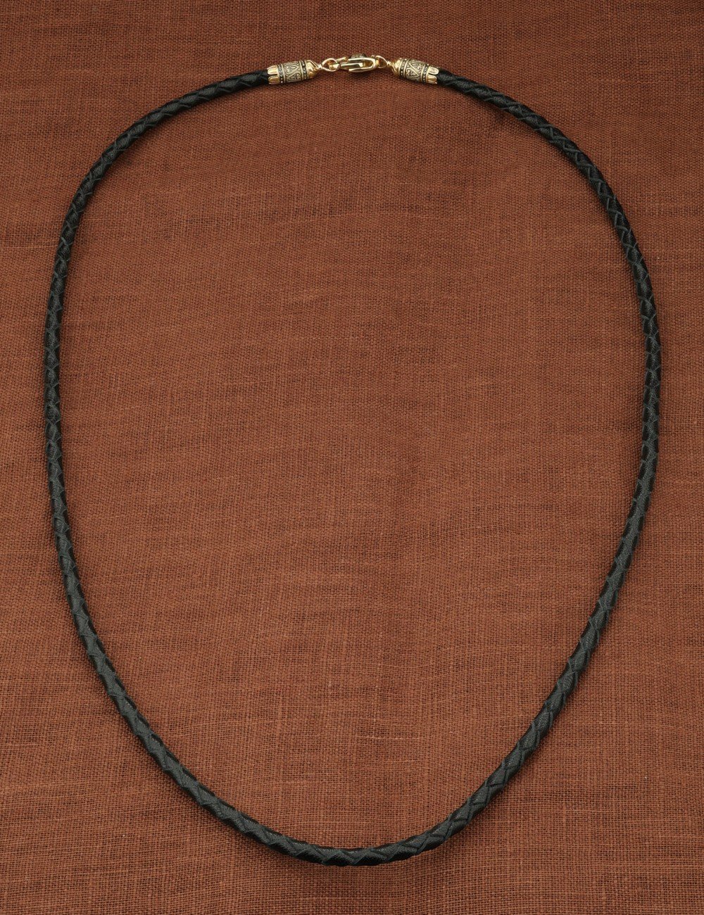 Гайтан из лимонного золота c кожаным шнурком