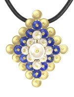 Подвеска из лимонного золота c лазуритом и перламутром