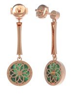 Серьги из золота c фианитом и малахитом