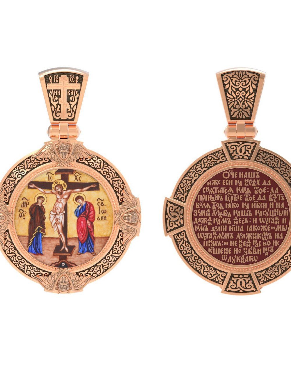 Образок из золота c эмалью и иконописью