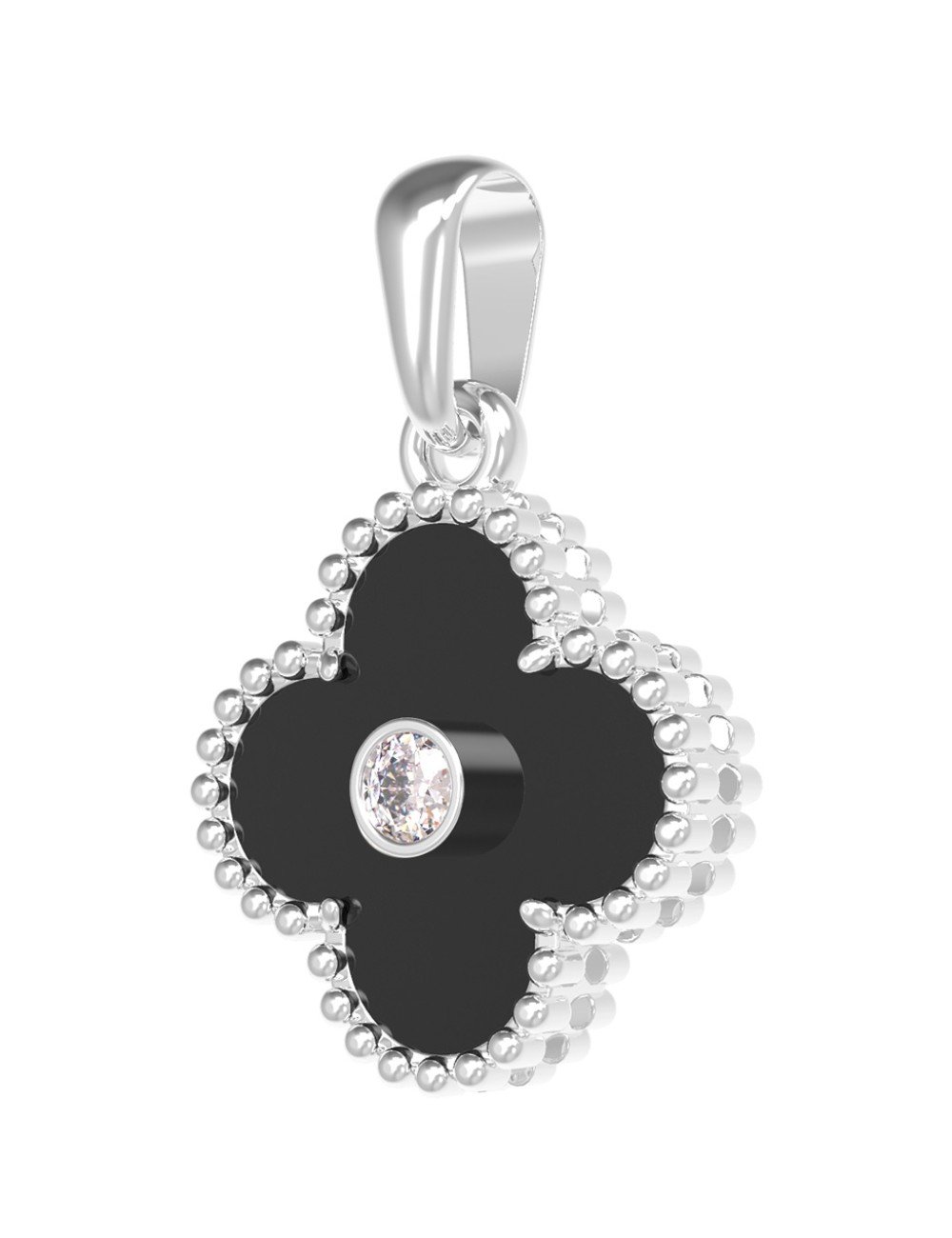 Подвеска из белого золота c бриллиантами и ониксом