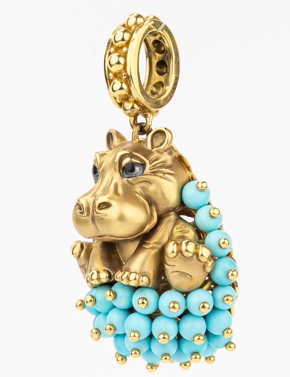 Подвеска из лимонного золота c эмалью и бирюзой