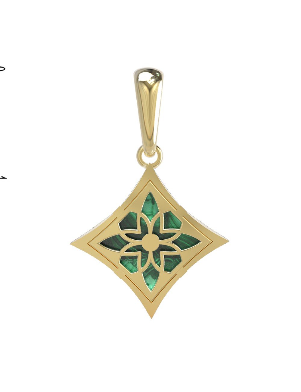 Подвеска из лимонного золота c малахитом