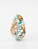 Подвеска из золота c жемчугом и бирюзой