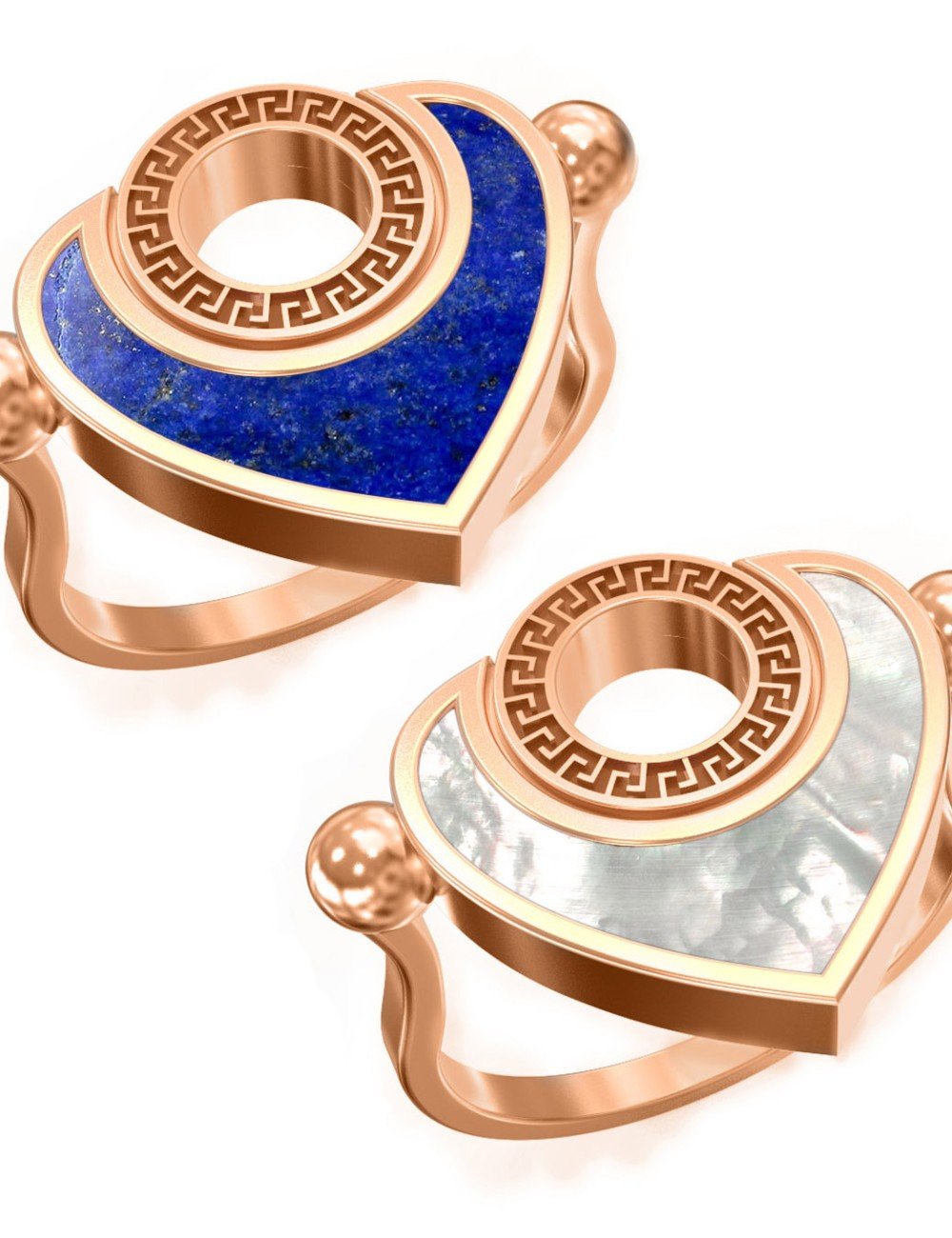 Кольцо из золота c лазуритом и перламутром