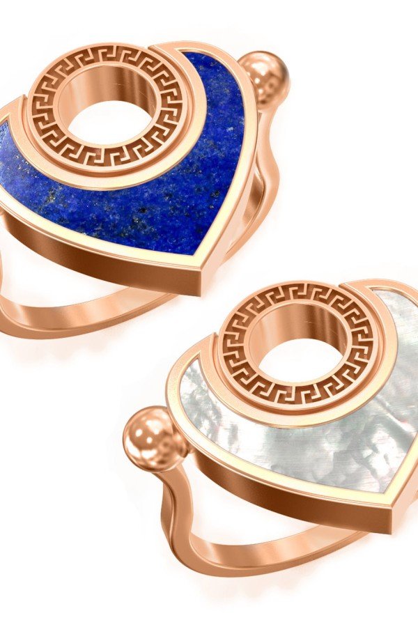 Кольцо из золота c лазуритом и перламутром