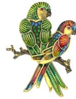 Брошь из лимонного золота c эмалью и фианитом